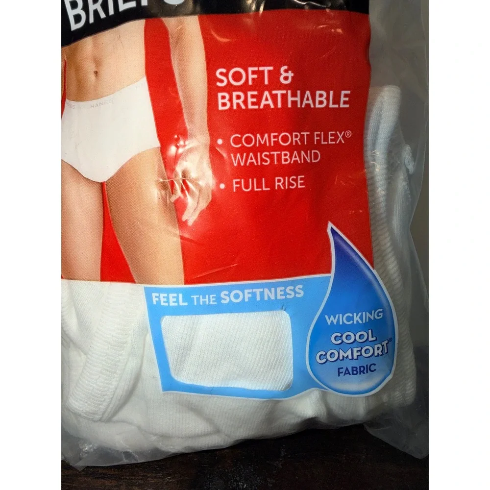 Hanes Tagless Briefs 6 Pack White Cotton Full‎ Rise Comfort Flex Sz M 32-34